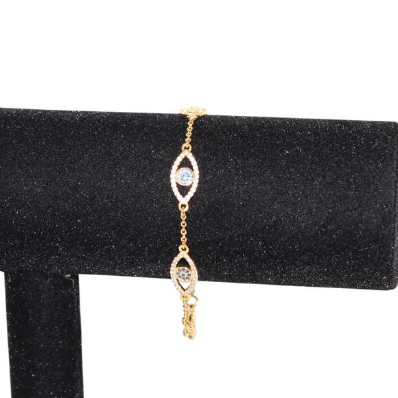 Evil Eye Nazar Bracelet Gold Tone w/ Crystals - Picture 6 of 7